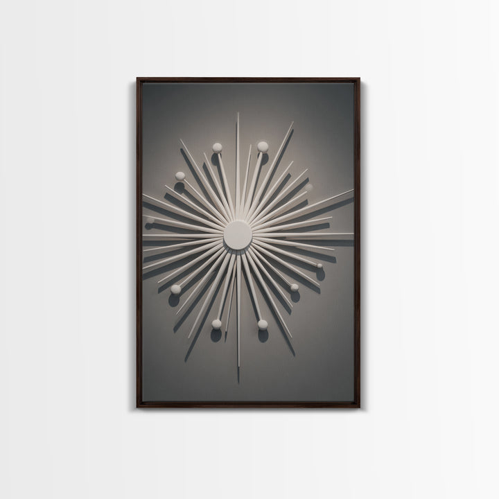 White Atomic Starburst Wall Art, Midcentury Modern Art, Retro Wall Decor, 1950s Design, MCM Home Decor Print For Living Room