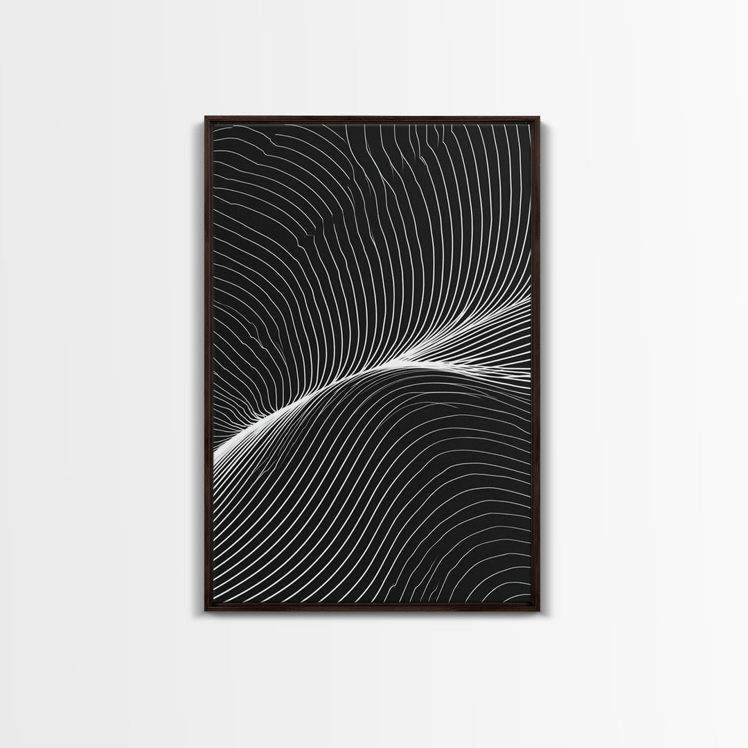 Black White Flowing Line Abstract Wall Art, Modern Op Art Print, Minimalist Wall Decor, Geometric Art For Bedroom, Home Office Decor