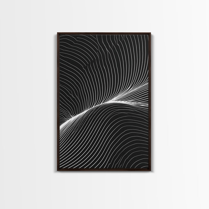 Black White Flowing Line Abstract Wall Art, Modern Op Art Print, Minimalist Wall Decor, Geometric Art For Bedroom, Home Office Decor