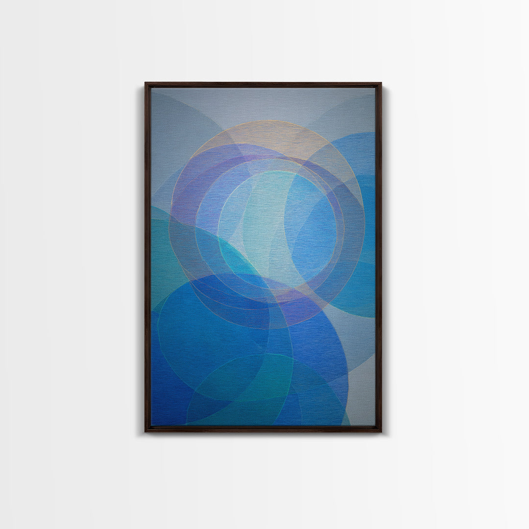 Blue Overlapping Circle Study, Wall Art, Midcentury Modern Abstract, Geometric Art Print, Scandinavian Bedroom Decor Poster