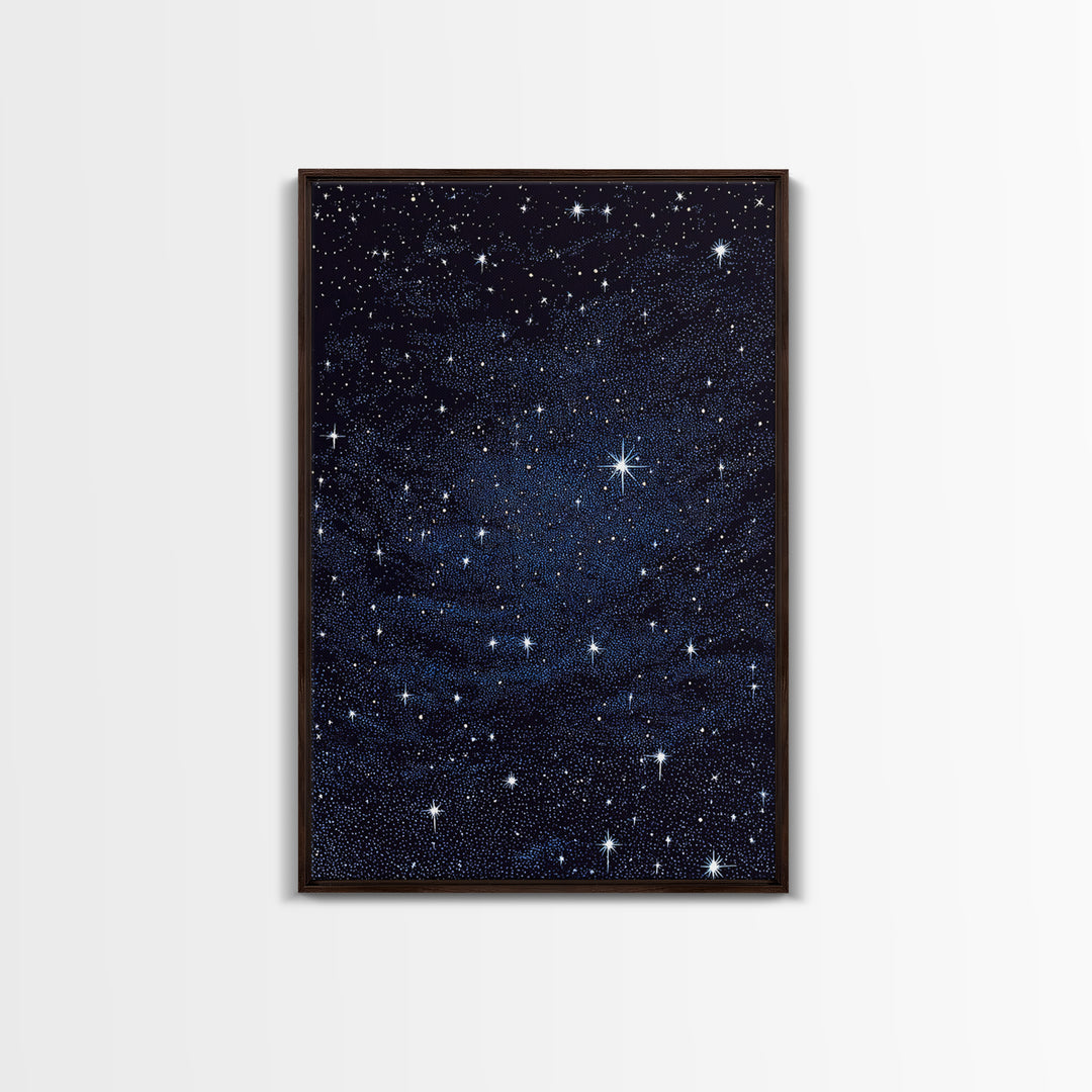 Deep Blue Starry Night Sky Wall Art, Cosmic Galaxy Print, Celestial Space Poster, Astronomy Decor For Bedroom And Home Office Decor