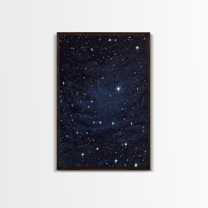 Deep Blue Starry Night Sky Wall Art, Cosmic Galaxy Print, Celestial Space Poster, Astronomy Decor For Bedroom And Home Office Decor