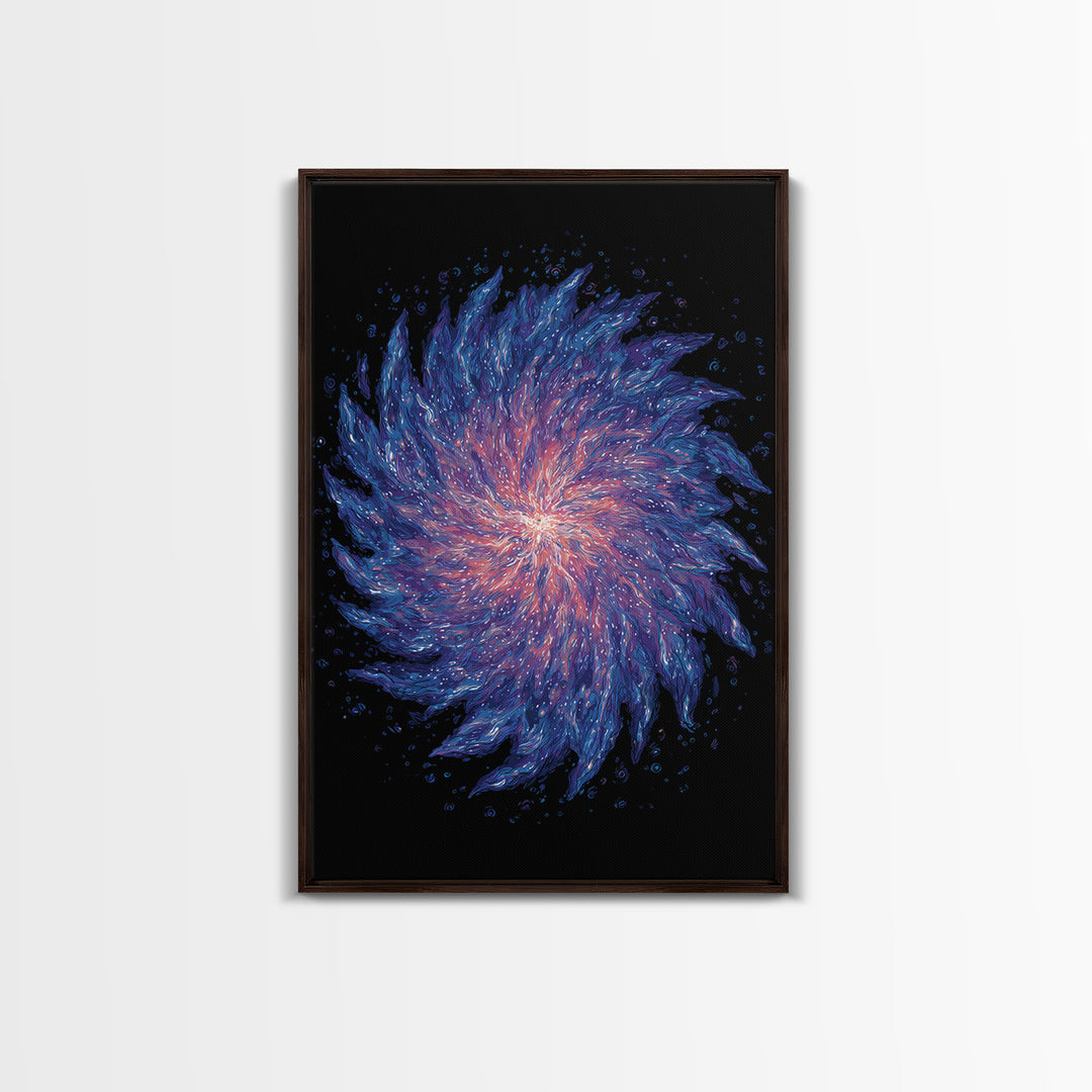 Purple Blue Spiral Nebula Canvas Print, Space Abstract Art, Modern Wall Art, Cosmic Retro Poster, Vibrant Art Purple, Home Decor