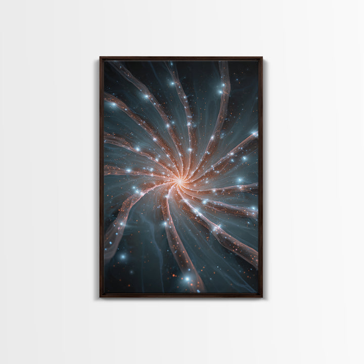 Luminous Spiral Galaxy Nebula Framed Canvas Print, Space Abstract Art, Modern Wall Art, Blue Art Print, Sci Fi Decor, Home Office