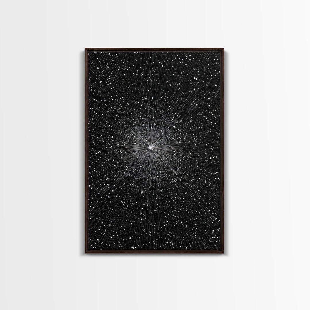 Black White Warp Speed Starfield Wall Art, Space Abstract Art, Modern Art Print, Sci Fi Poster, Minimalist Wall Decor, Office