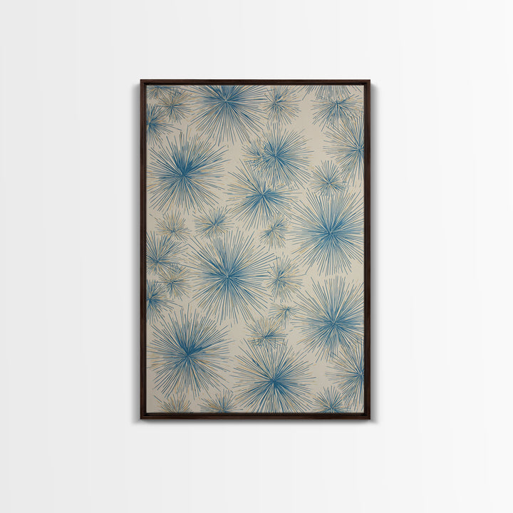 Blue Atomic Starburst Pattern Wall Art, Midcentury Modern Art Print, Retro Wall Decor, Beige Teal Abstract Home Decor Prints