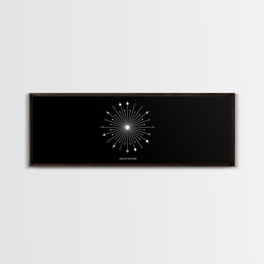 Black Atomic Starburst Wall Art, Midcentury Modern Art Print, Minimal Geometric Poster, Retro Space Age Office Decor Gift