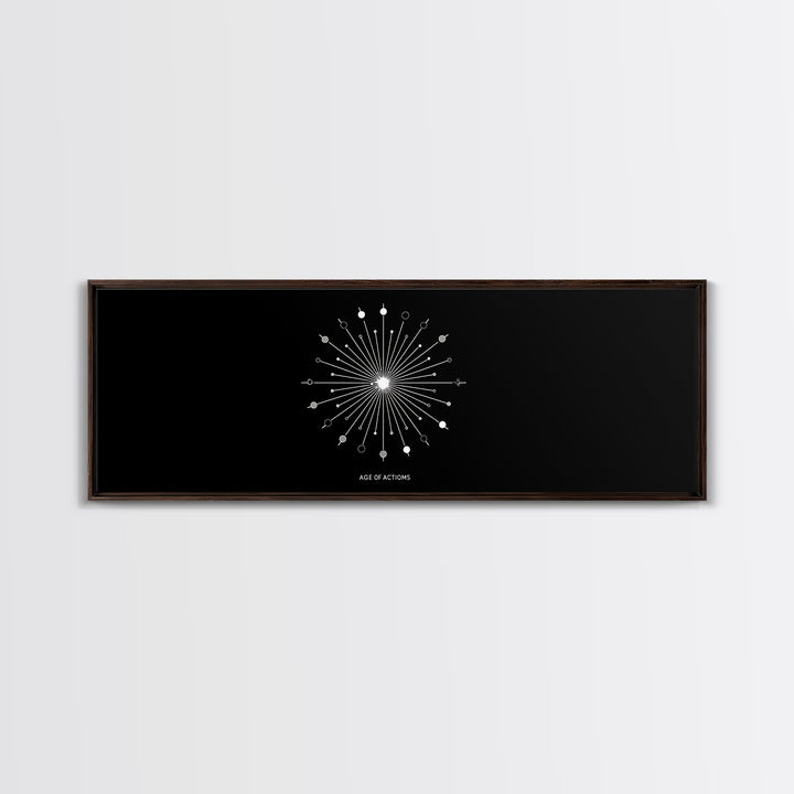 Black Atomic Starburst Wall Art, Midcentury Modern Art Print, Minimal Geometric Poster, Retro Space Age Office Decor Gift
