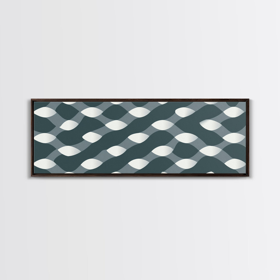 Gray Wavy Op Art Pattern Canvas Print, Geometric Wall Art, Modern Abstract Art, Minimalist Decor, Office Wall Art, Retro