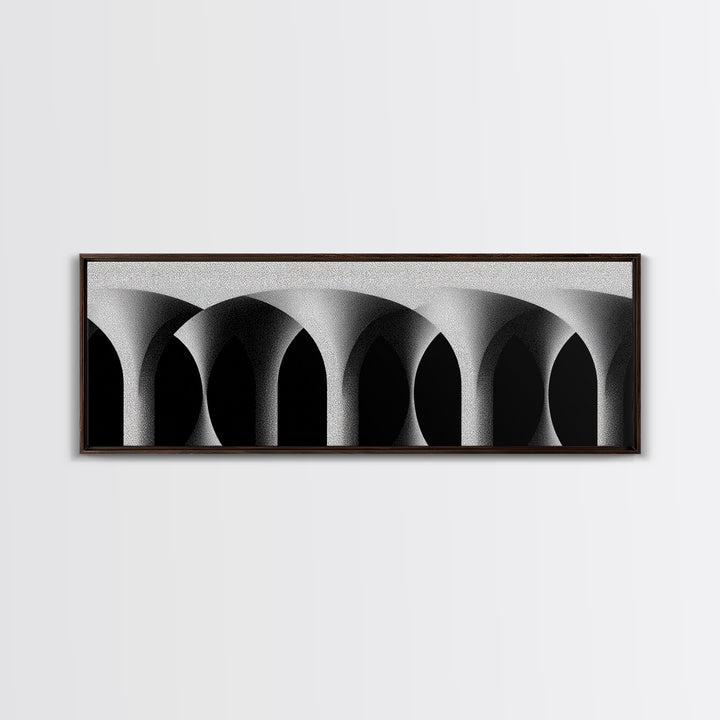 Minimal Black White Arches Canvas Print, Modern Architectural Wall Decor, Monochrome Midcentury Abstract Poster For Office