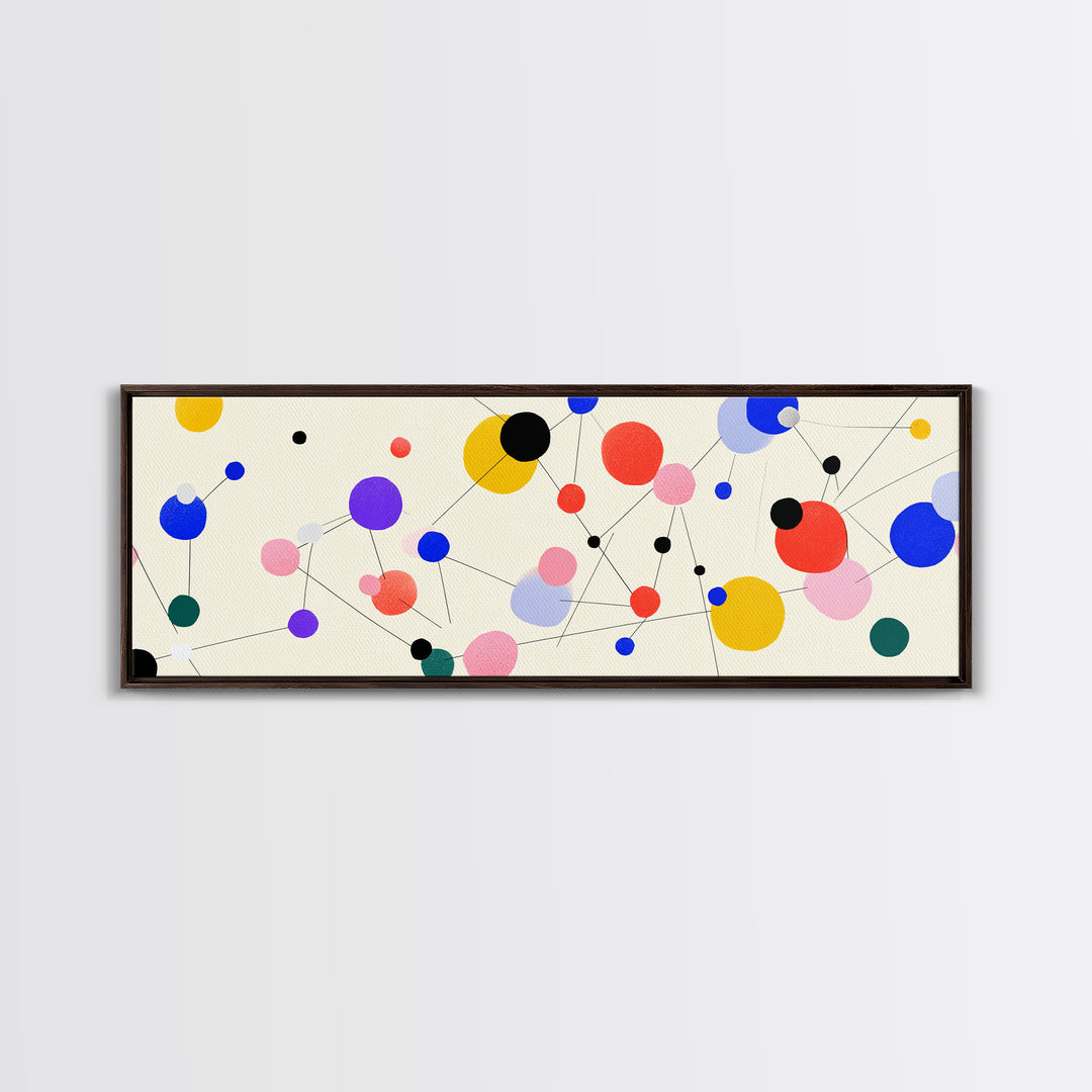 Colorful Atomic Dots And Connected Lines Wall Art, Midcentury Modern Art, Geometric Abstract Print, Retro Modern Decor Poster
