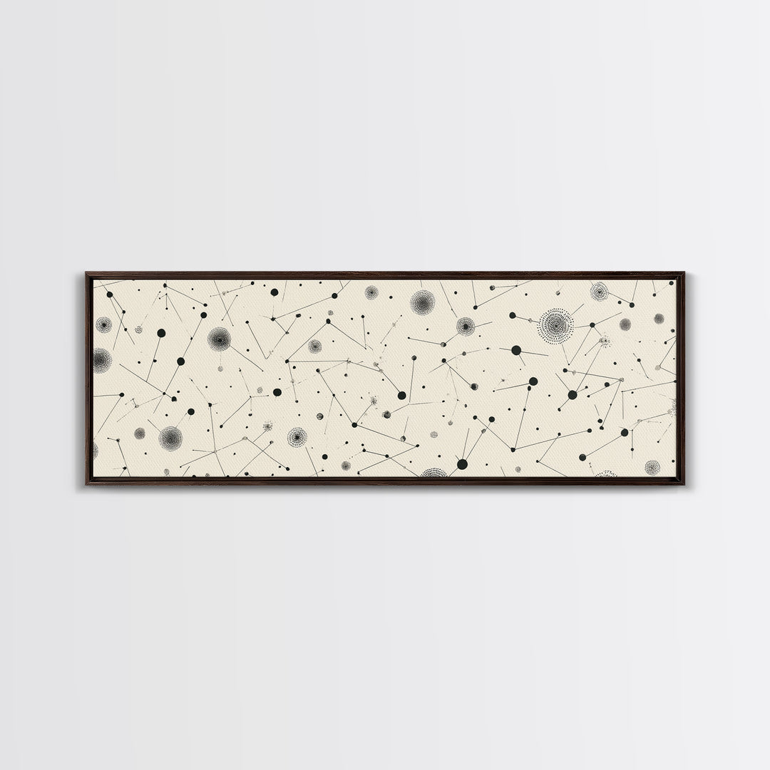 Black And White Constellation Dots Wall Art, Midcentury Abstract, Minimalist Modern Art Print, Atomic Retro Office Decor Poster