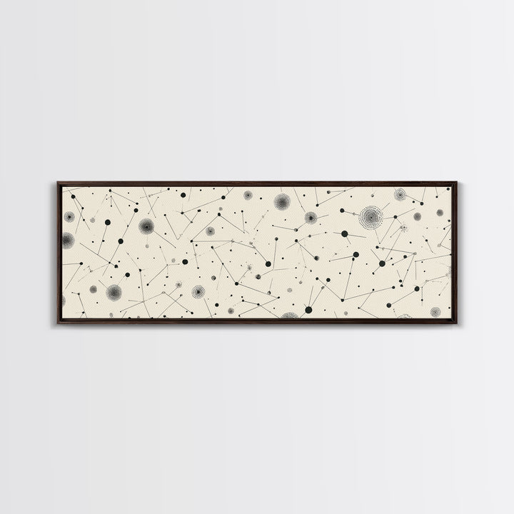 Black And White Constellation Dots Wall Art, Midcentury Abstract, Minimalist Modern Art Print, Atomic Retro Office Decor Poster
