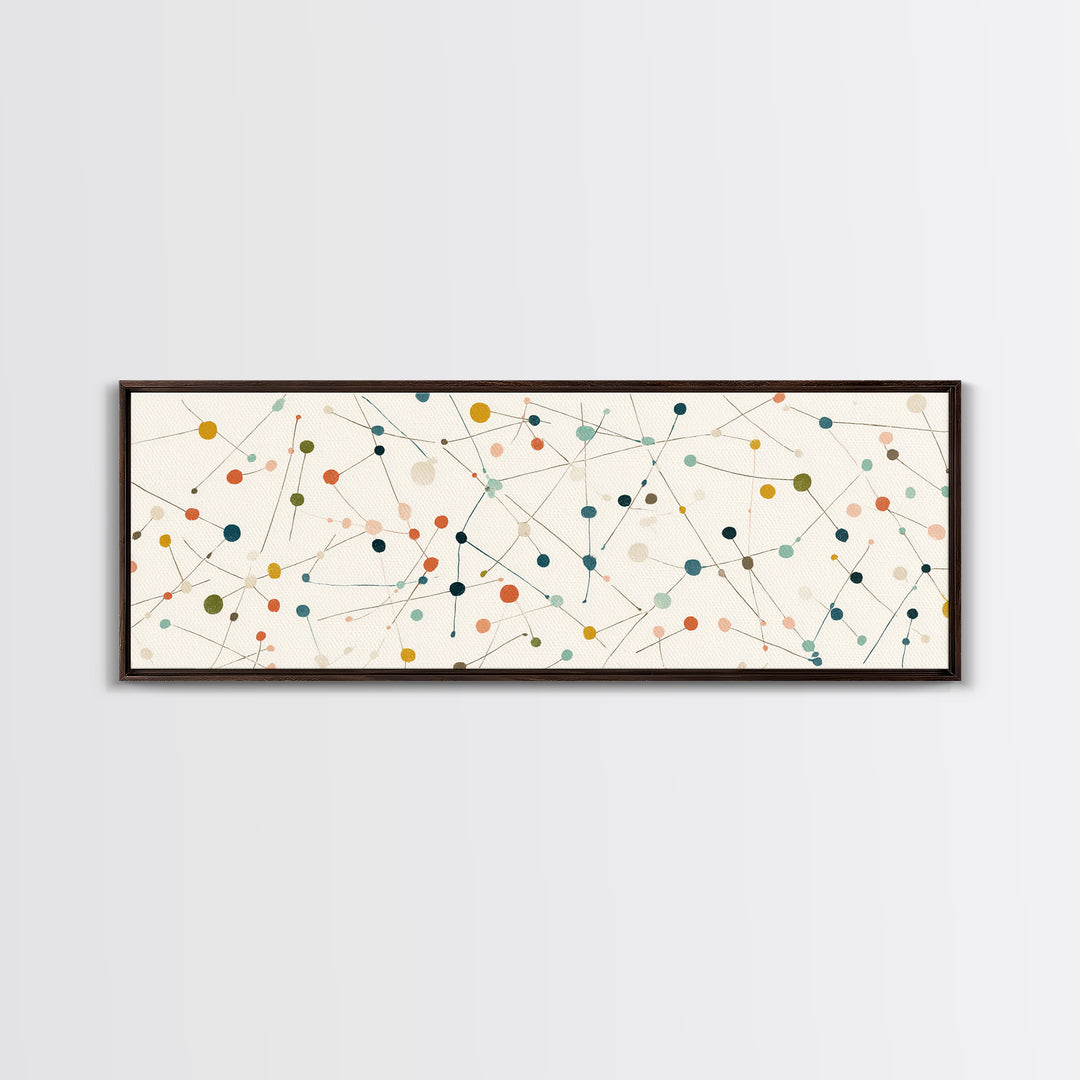 Muted Atomic Dots And Fine Connected Lines Canvas Print, Midcentury Modern Art, Geometric Wall Decor, Scandinavian Poster