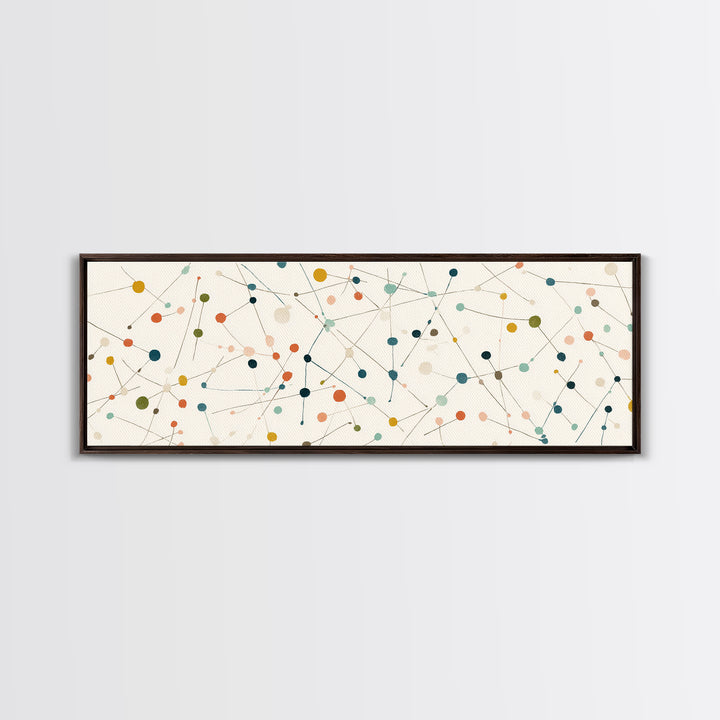 Muted Atomic Dots And Fine Connected Lines Canvas Print, Midcentury Modern Art, Geometric Wall Decor, Scandinavian Poster