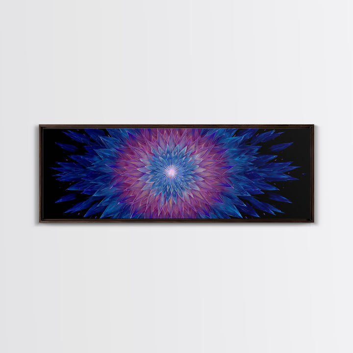 Blue Purple Crystal Kaleidoscope Canvas Print, Geometric Abstract Wall Art, Modern Psychedelic Decor, Colorful Poster, Gallery Wall Art