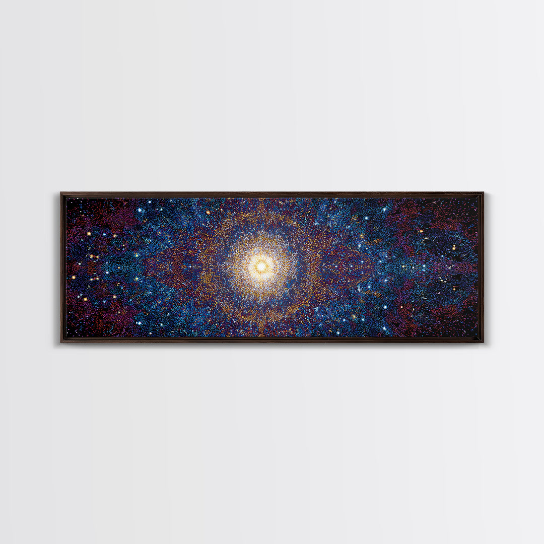 Glowing Galaxy Star Cluster Canvas Print, Cosmic Abstract Wall Art, Modern Space Decor, Blue Orange Statement Print Gift