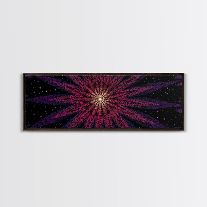 Magenta Purple Cosmic Burst Wall Art, Modern Abstract Canvas Print, Retro Space Poster, Funky MCM Home Decor, Large Statement Print