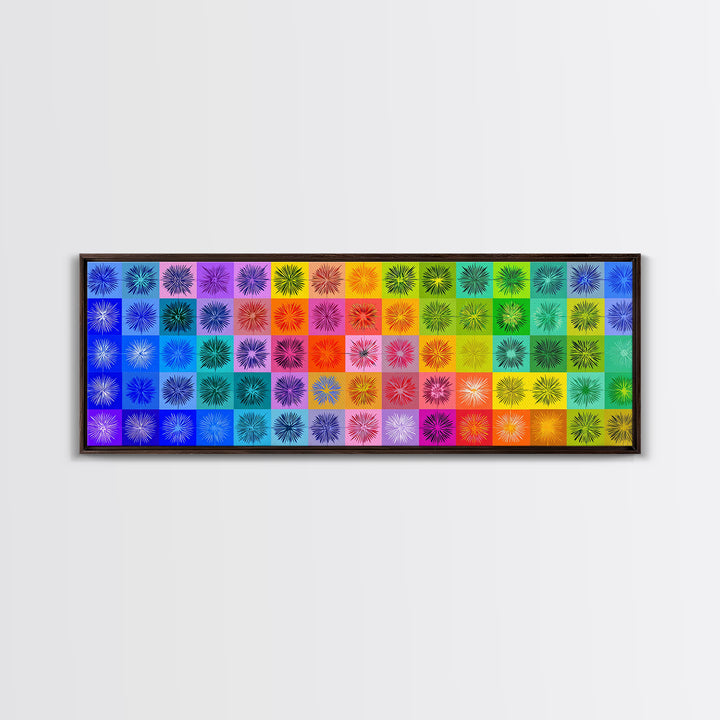 Colorful Pop Art Starburst Grid Wall Art, Retro Geometric Poster, Midcentury Modern Decor, Bright Abstract Canvas Print Set