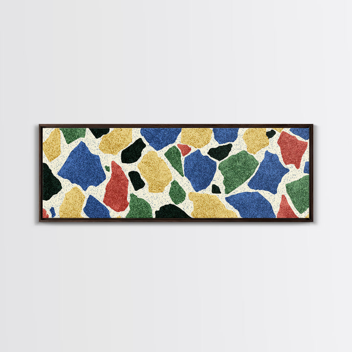Bold Terrazzo Stone Canvas Print, Mid Century Modern Wall Decor, Colorful Abstract Art, Retro Pattern Poster, MCM Home Art
