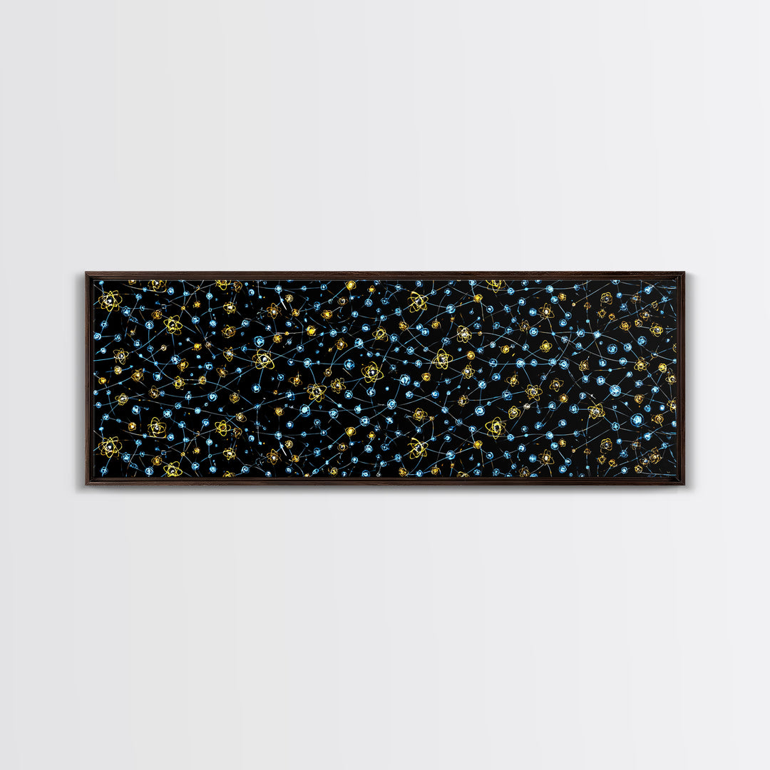 Atomic Constellation Wall Art, Mid Century Modern Space Decor, Retro Science Poster, Blue Yellow MCM Pattern, Modern Art Print