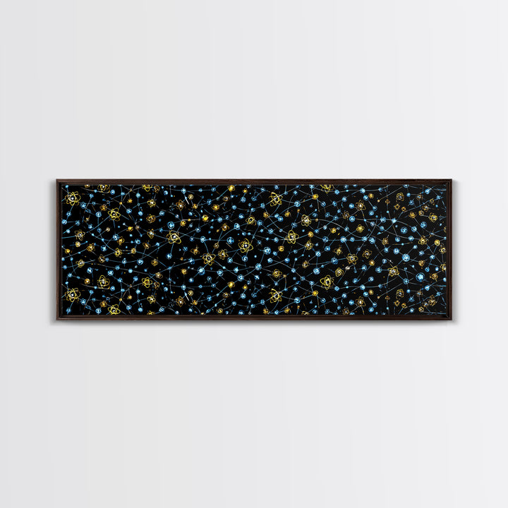 Atomic Constellation Wall Art, Mid Century Modern Space Decor, Retro Science Poster, Blue Yellow MCM Pattern, Modern Art Print