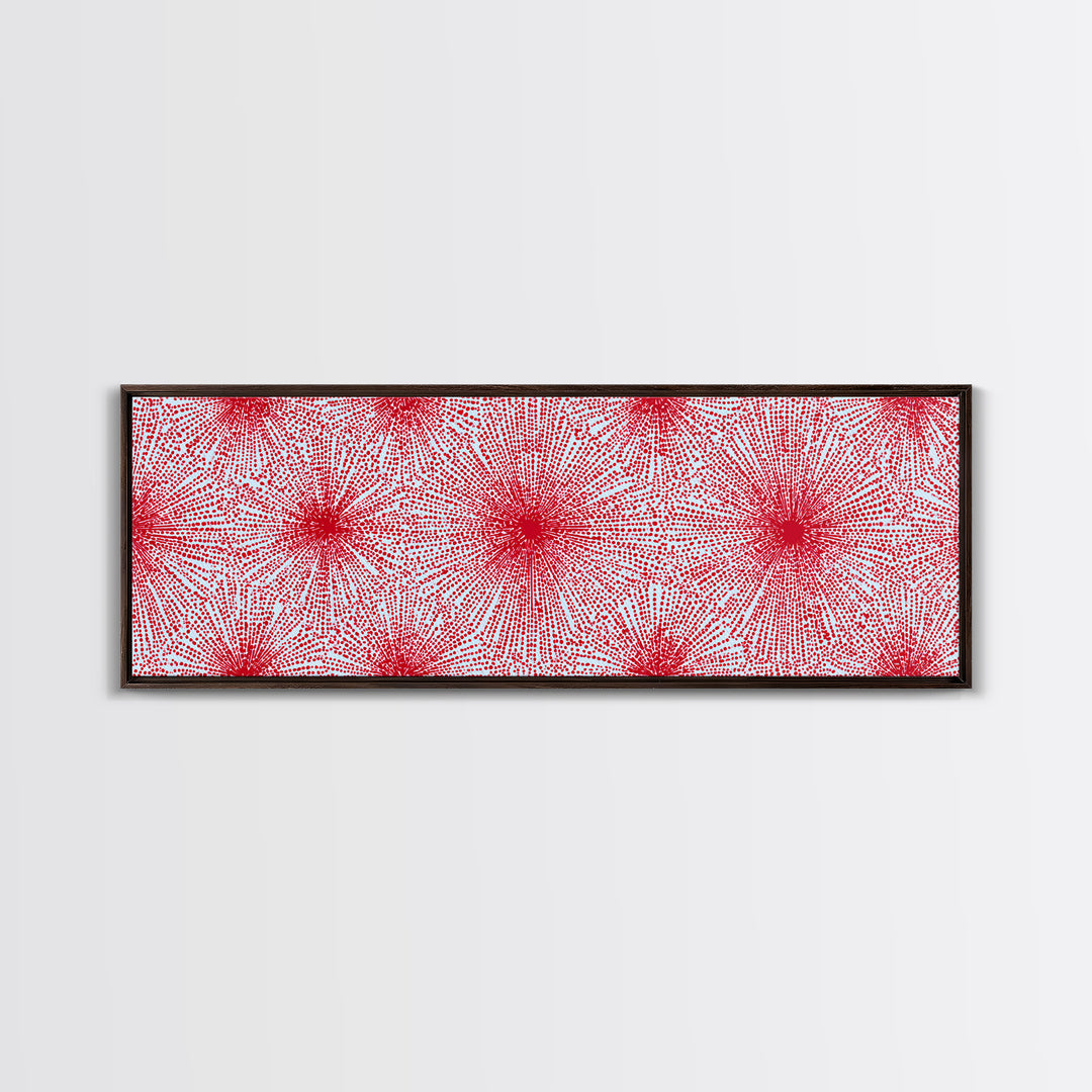 Red Pink Radiating Starburst Canvas Print, Mid Century Modern Wall Art, Bold Geometric Pattern, Retro Maximalist Decor Poster