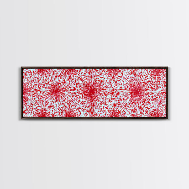 Red Pink Radiating Starburst Canvas Print, Mid Century Modern Wall Art, Bold Geometric Pattern, Retro Maximalist Decor Poster