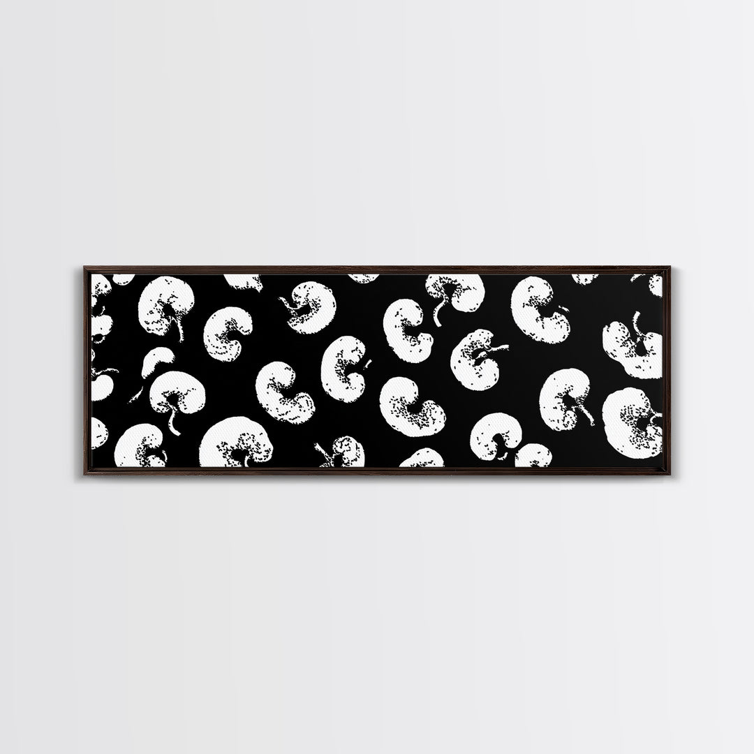 Black White Amoeba Pattern Canvas Print, Midcentury Modern Abstract Wall Decor, Monochrome Retro Op Art For Gallery Wall