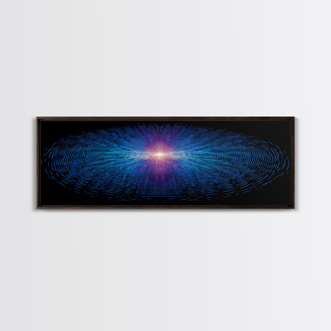 Blue Neon Concentric Ripple Field Wall Art, Futuristic Abstract Print, Modern Wall Decor, Space Abstract Art, Digital Art