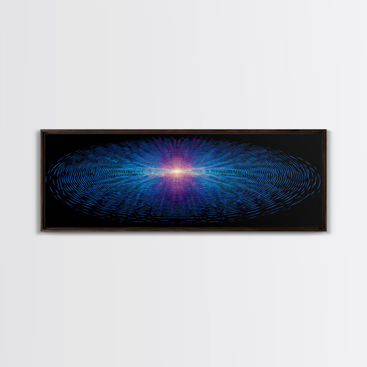 Blue Neon Concentric Ripple Field Wall Art, Futuristic Abstract Print, Modern Wall Decor, Space Abstract Art, Digital Art
