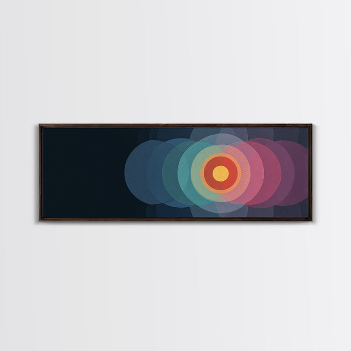 Translucent Target Circles Canvas Print, Midcentury Modern Abstract Wall Art, Colorful Geometric Decor, Pink Blue Poster