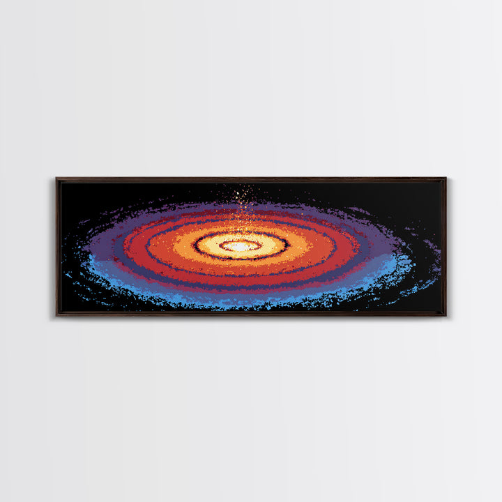 Orange Blue Spiral Galaxy Wall Art, Midcentury Modern Space Abstract Print, Cosmic Retro Decor, Large Canvas Statement Art