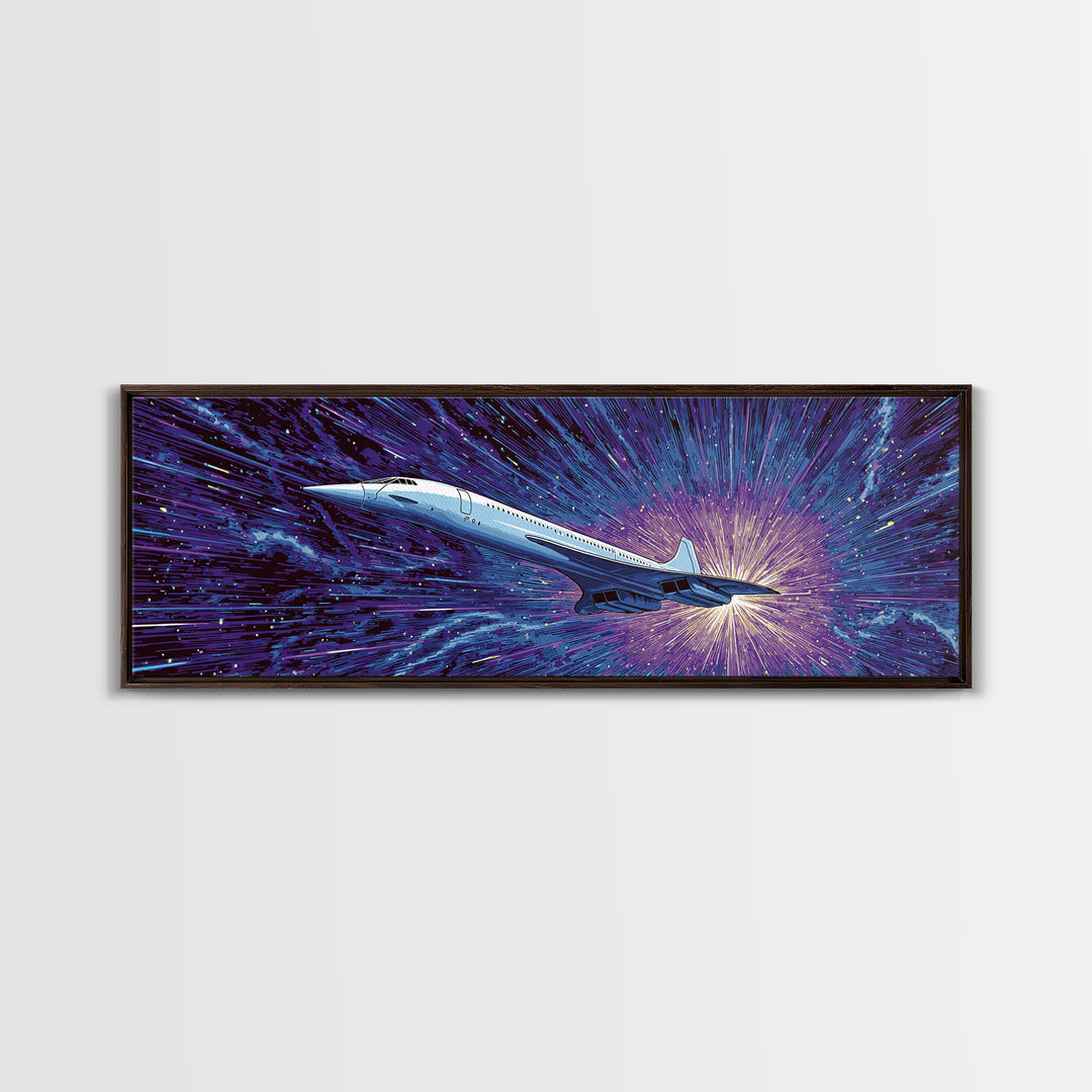 Supersonic Jet Starburst Wall Art, Midcentury Modern Space Poster, Retro Sci Fi Canvas Print, Aviation Wall Decor Gift For Him