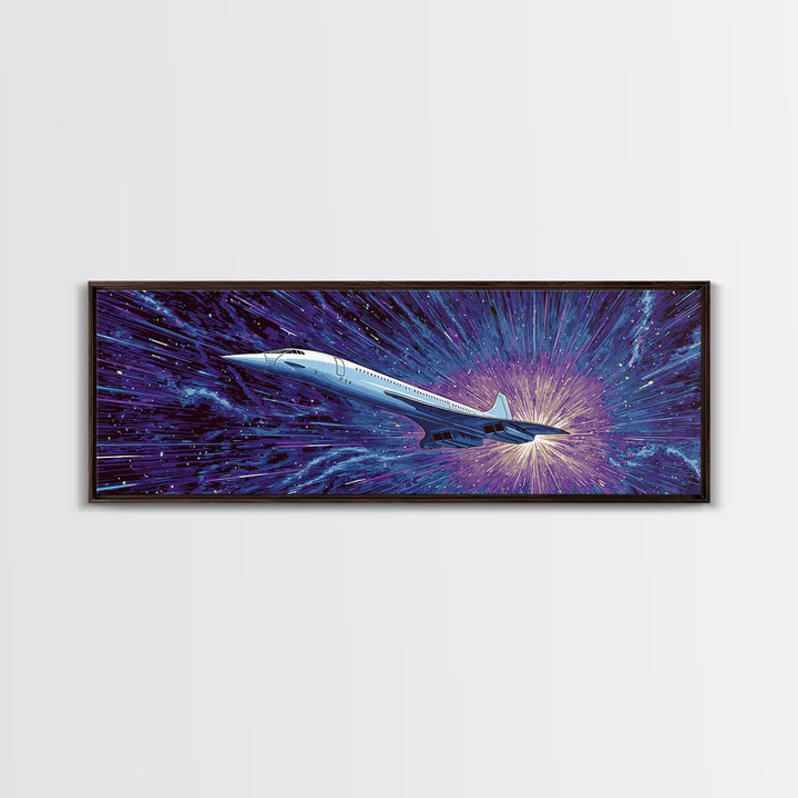 Supersonic Jet Starburst Wall Art, Midcentury Modern Space Poster, Retro Sci Fi Canvas Print, Aviation Wall Decor Gift For Him