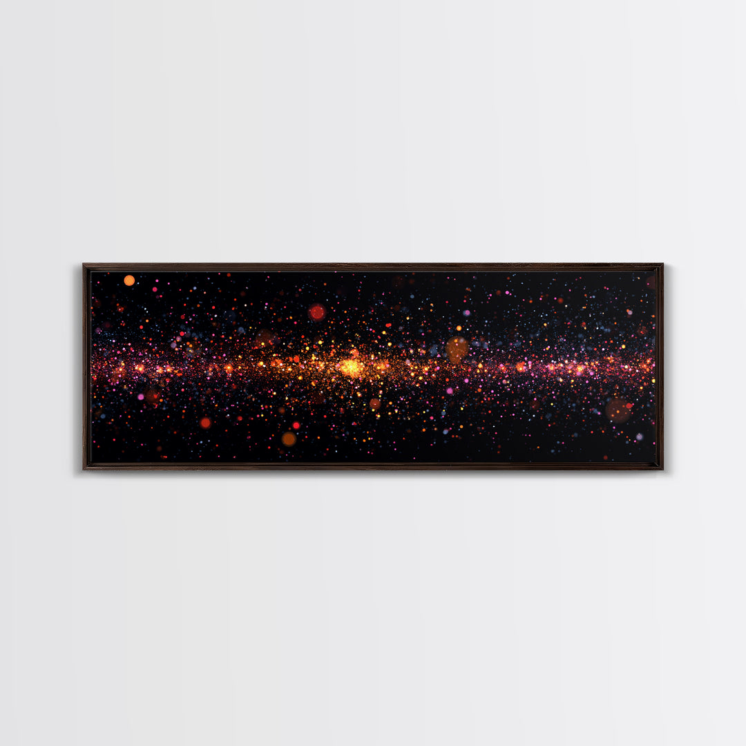 Radiant Particle Galaxy Horizon Wall Art, Space Abstract Art, Modern Digital Art Print, Cosmic Retro Decor, Large Canvas