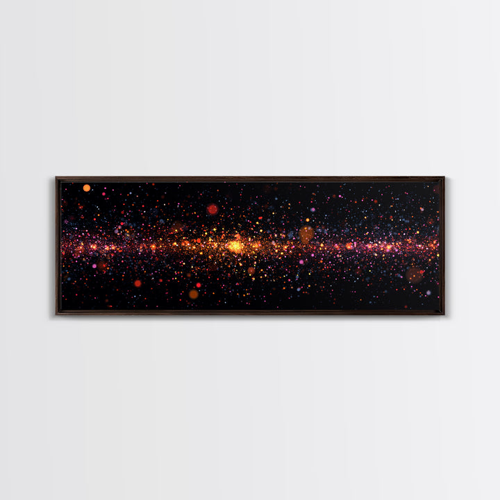 Radiant Particle Galaxy Horizon Wall Art, Space Abstract Art, Modern Digital Art Print, Cosmic Retro Decor, Large Canvas
