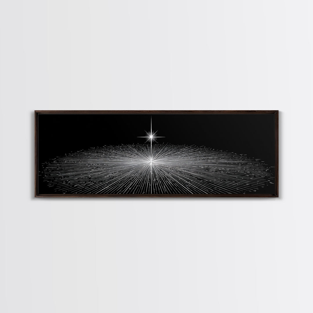 Black And White Radiant Grid Horizon Canvas Print, Minimalist Wall Art, Op Art Poster, Modern Geometric Office Decor Gift