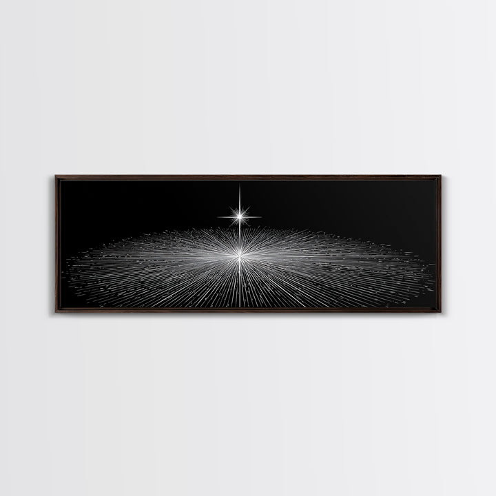 Black And White Radiant Grid Horizon Canvas Print, Minimalist Wall Art, Op Art Poster, Modern Geometric Office Decor Gift