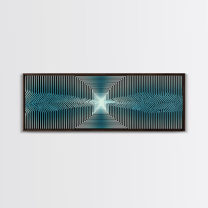 Optical Illusion Line Wall Art, Op Art Geometric Print, Modern Abstract Art, Blue Black Minimalist Decor For Office Gift