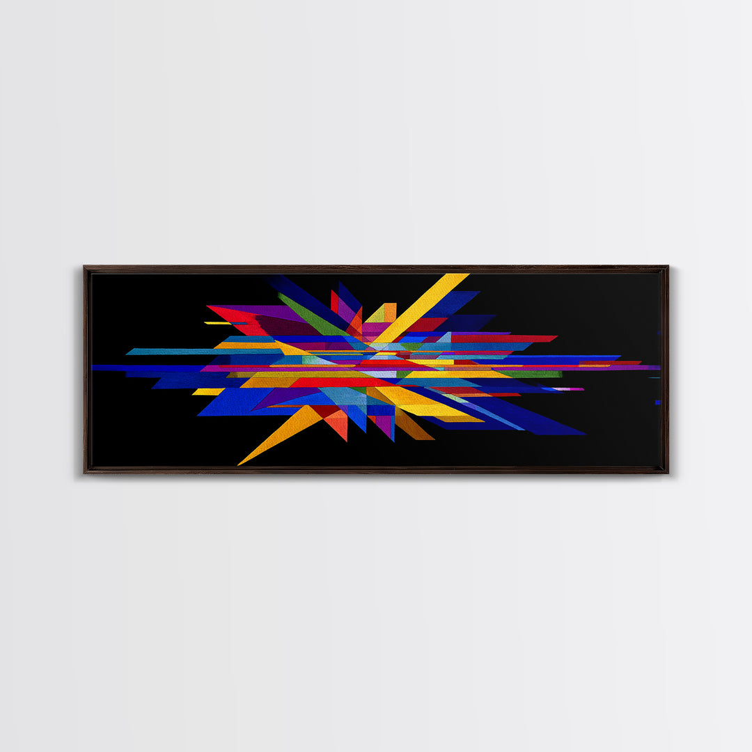 Black Geometric Shard Canvas Print, Colorful Abstract Poster, Midcentury Modern Wall Art, Bauhaus MCM Modern Home Office Decor
