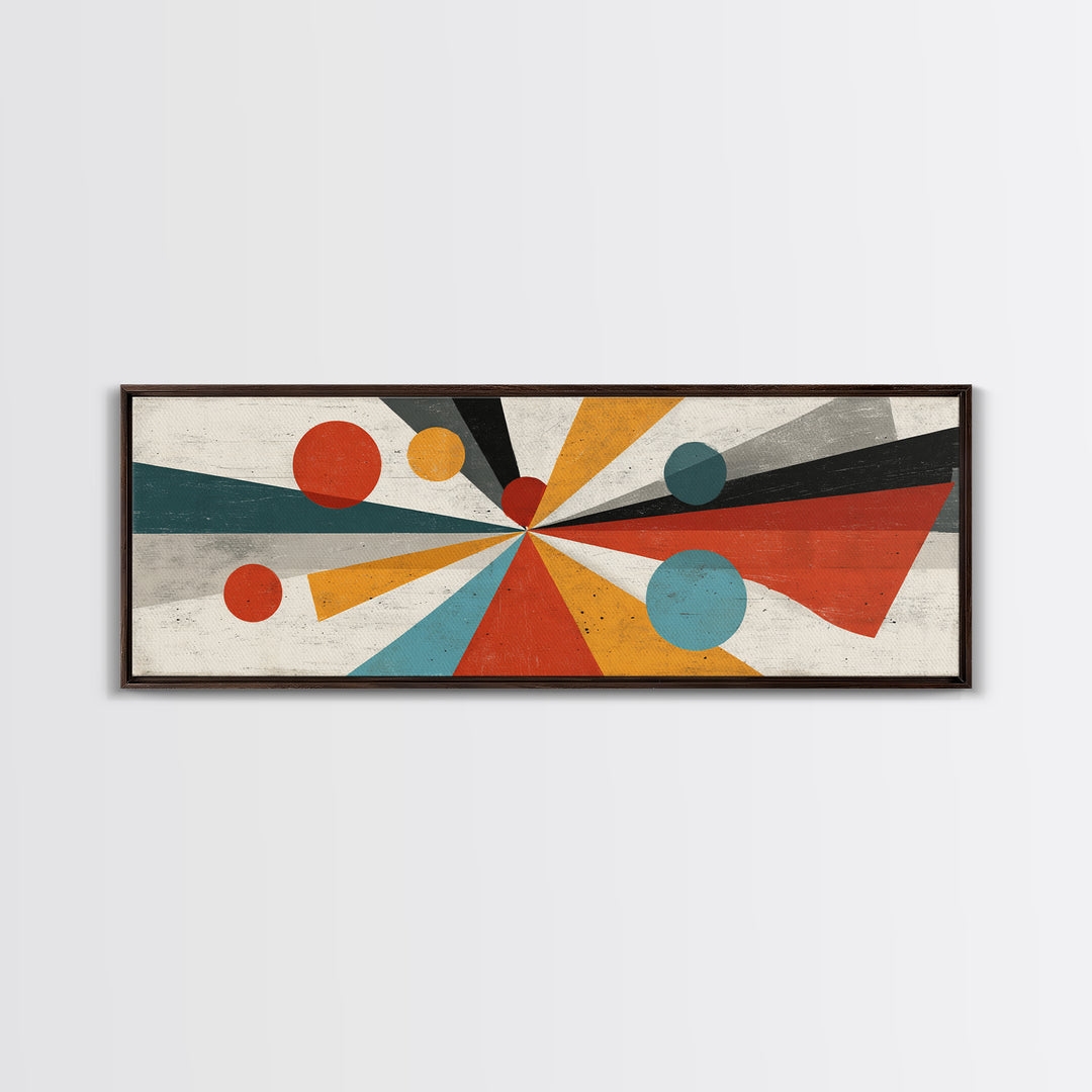 Atomic Teal Orange Geometric Burst Wall Art, Mid Century Modern Abstract Print, Retro Mcm Decor For Living Room, Statement Home Decor