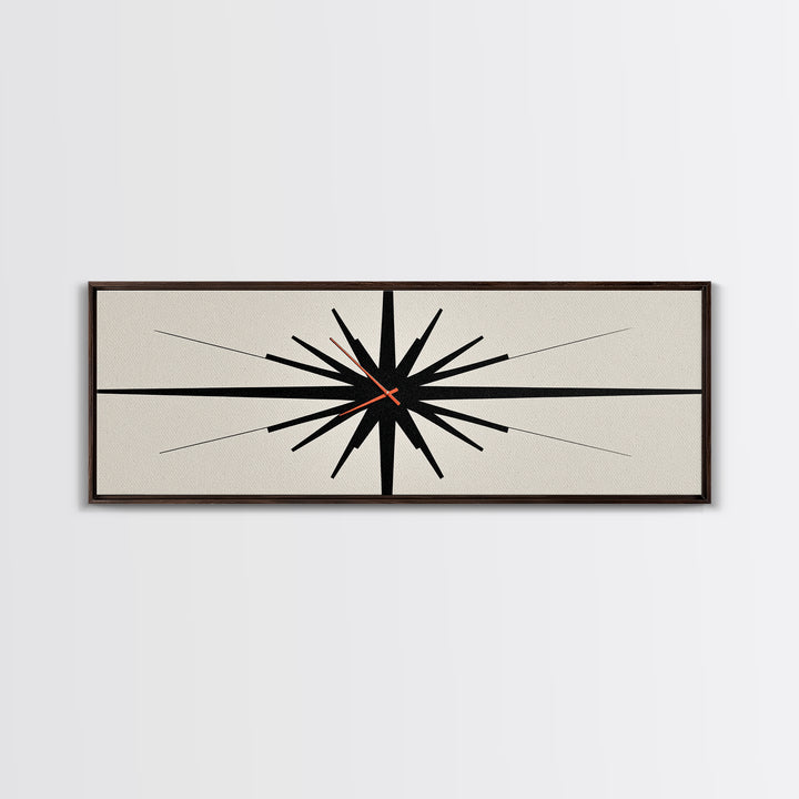 Minimal Black Atomic Starburst Wall Art, Mid Century Modern Abstract Print, Bauhaus Geometric Decor For Office, Den, And Entry