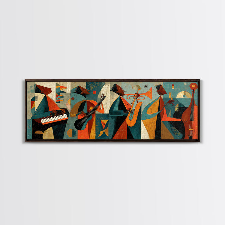 Colorful Midcentury Jazz Band Canvas Print, Retro Wall Art, Atomic Music Poster, Modern MCM Gallery Wall Living Room Decor