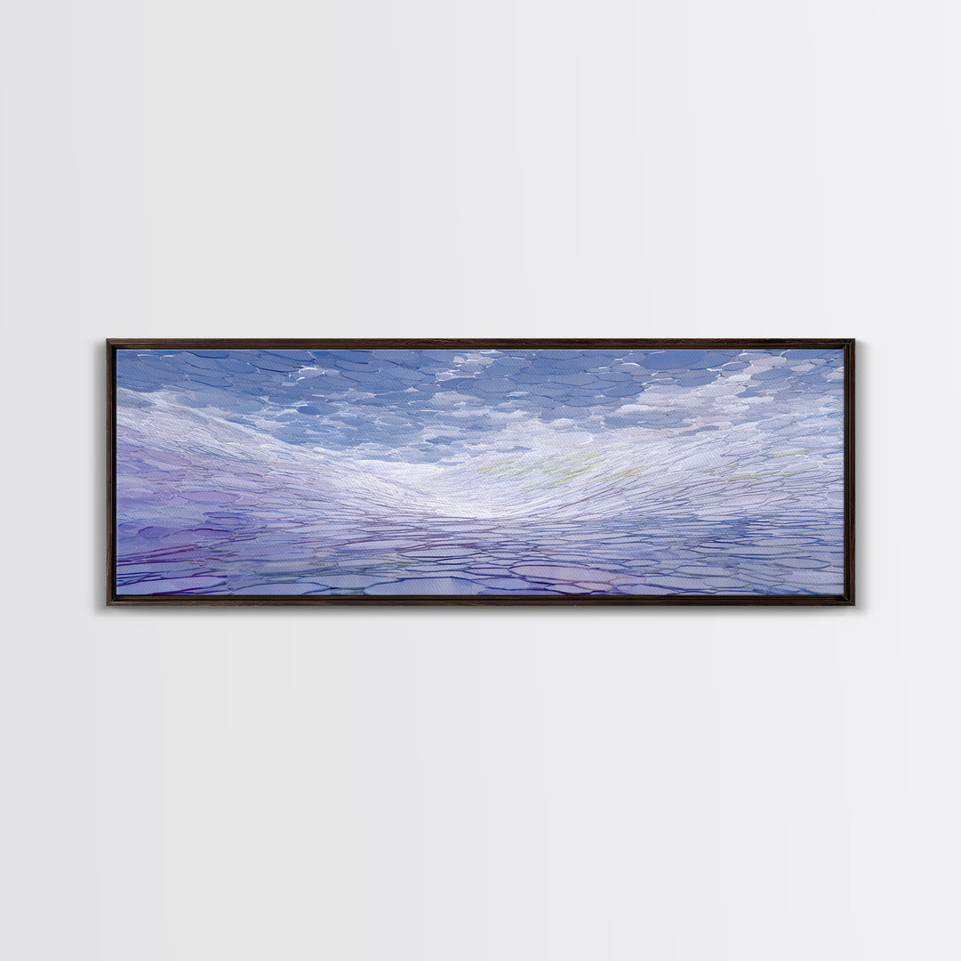 Icy Blue Reflective Ripple Landscape Canvas Print, Modern Abstract Art, Blue Wall Art, Scandinavian Modern, Home Office Decor