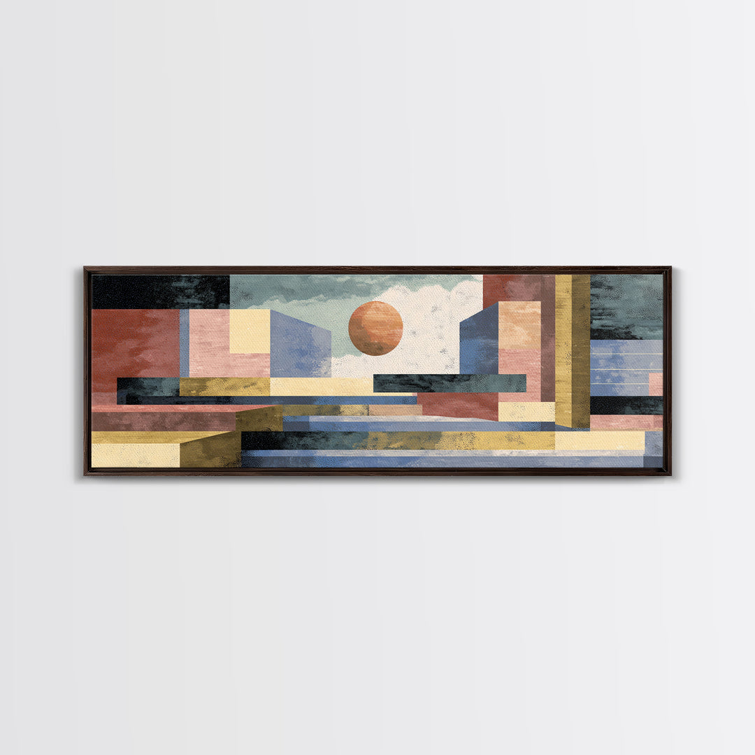 Abstract Sunlit Architecture Canvas Print, Midcentury Modern Art, Coastal Wall Decor, Geometric Poster, Living Room Decor