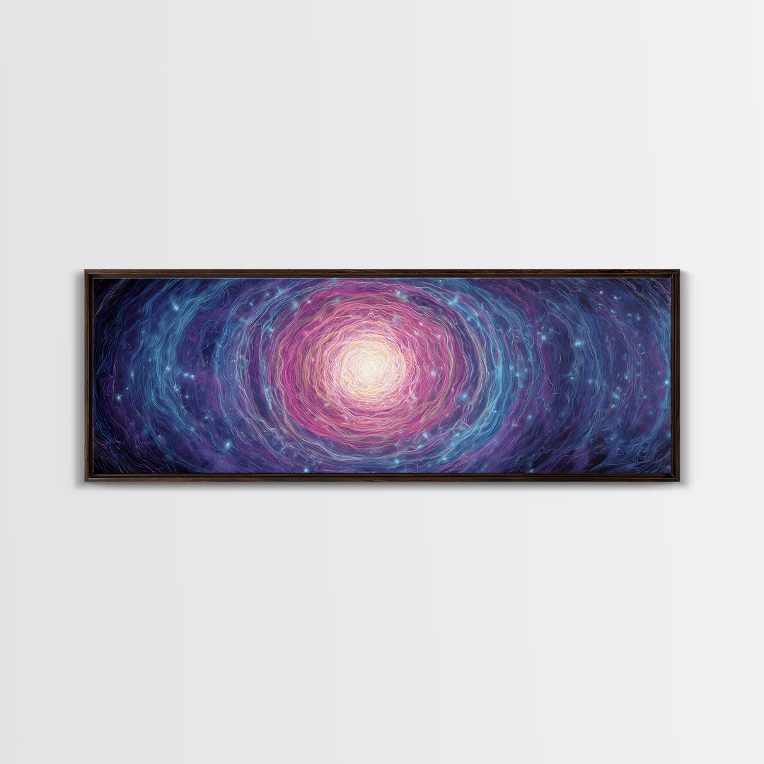 Purple Blue Spiral Galaxy Wall Art, Cosmic Abstract Canvas Print, Modern Digital Art, Space Poster For Living Room Decor