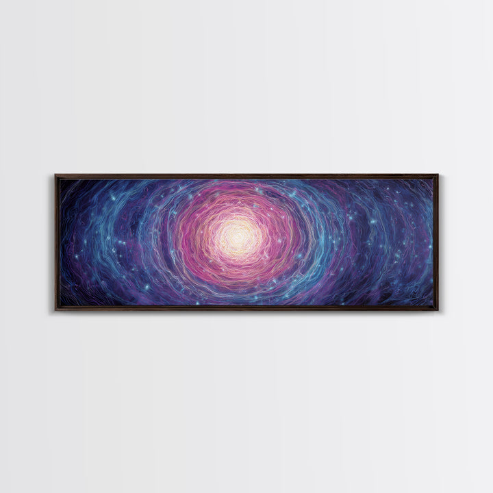 Purple Blue Spiral Galaxy Wall Art, Cosmic Abstract Canvas Print, Modern Digital Art, Space Poster For Living Room Decor