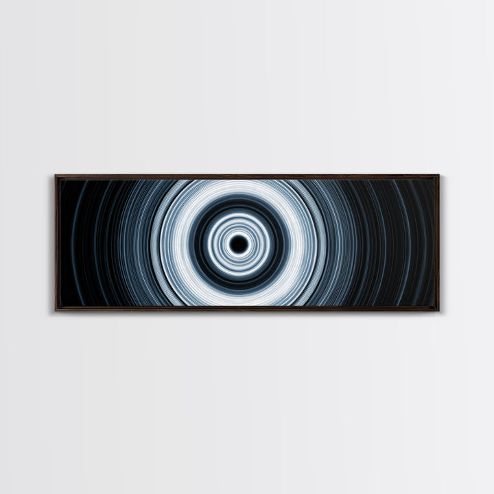Black White Optical Circle Framed Canvas Print, Modern Abstract Art, Op Art Wall Decor, Minimalist Geometric Poster For Office