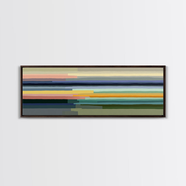 Muted Pastel Horizon Abstract Landscape Wall Art, Midcentury Modern Canvas, Calm Living Room Decor, Neutral Office Print
